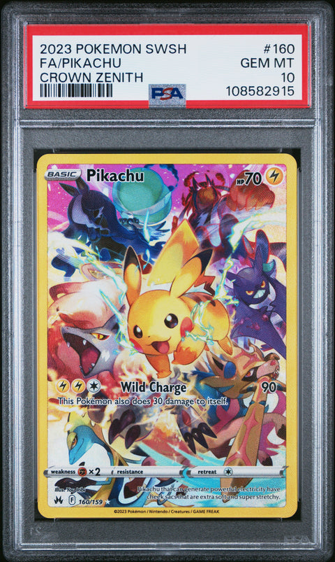 2023 Pokemon Sword And Shield Crown Zenith Fa/Pikachu #160 PSA 10