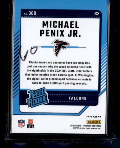 2024 Donruss #308 Michael Penix Jr. Optic Rated Rookies Preview Red Wave
