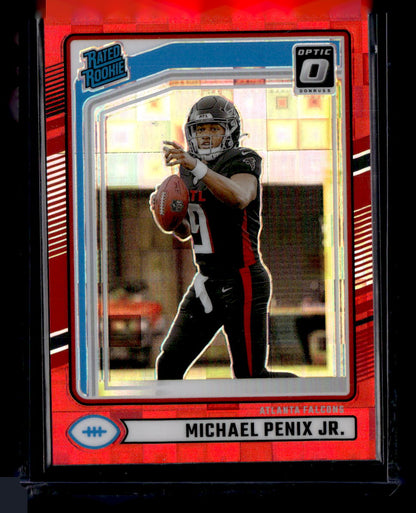 2024 Donruss #308 Michael Penix Jr. Optic Rated Rookies Preview Red Wave