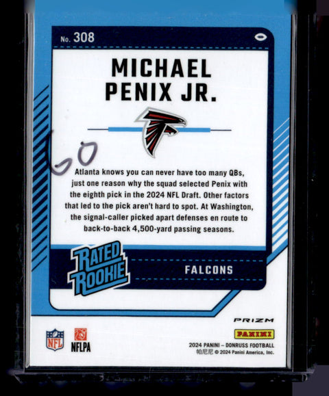 2024 Donruss #308 Michael Penix Jr. Optic Rated Rookies Preview Red Pandora
