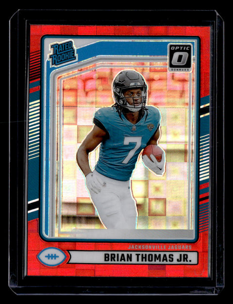 2024 Donruss #313 Brian Thomas Jr. Optic Rated Rookies Preview Red Pandora