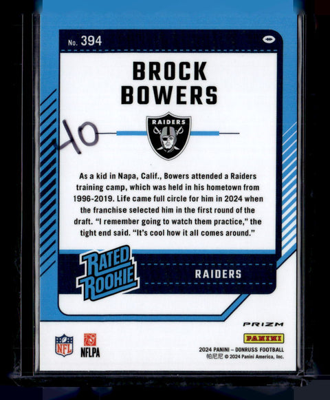 2024 Donruss #394 Brock Bowers Optic Rated Rookies Preview Red Pandora