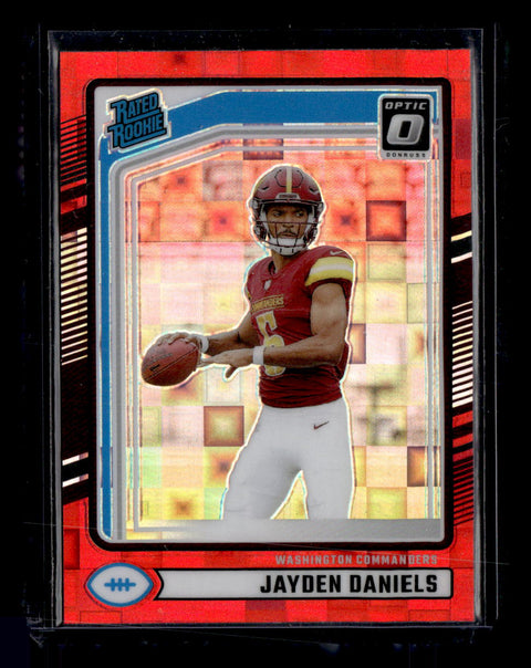 2024 Donruss #389 Jayden Daniels Optic Rated Rookies Preview Red Pandora