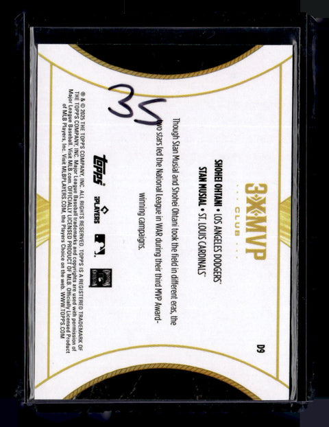 2025 Topps Welcome to the Club: 3X MVP #D9 Ohtani / Musial SN125 Duals Pink Foil