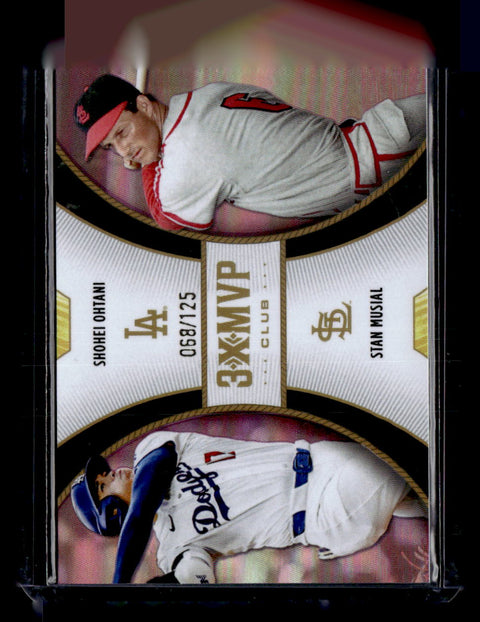 2025 Topps Welcome to the Club: 3X MVP #D9 Ohtani / Musial SN125 Duals Pink Foil