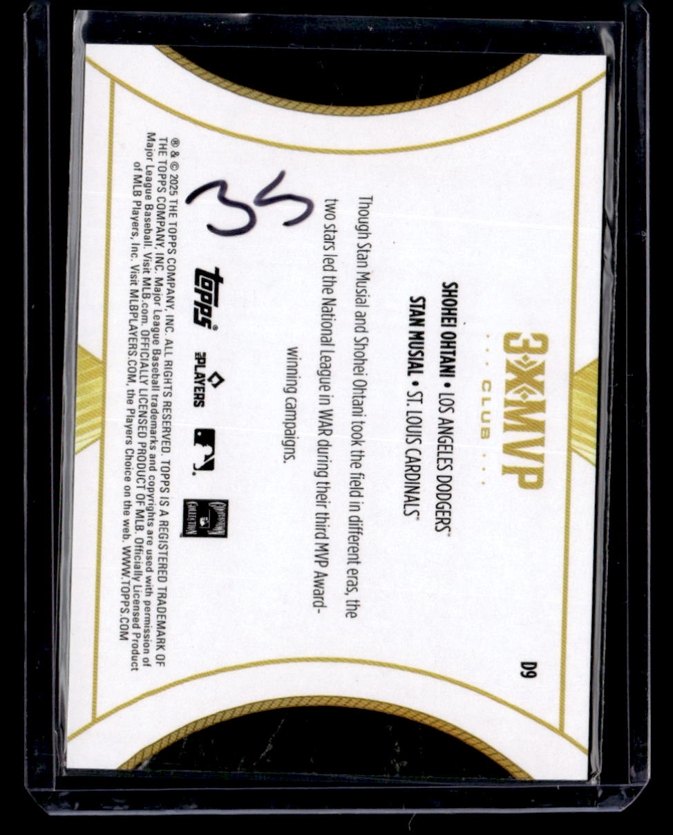 2025 Topps Welcome to the Club: 3X MVP #D9 Ohtani / Musial SN125 Duals Pink Foil