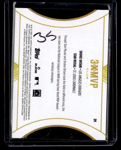 2025 Topps Welcome to the Club: 3X MVP #D9 Ohtani / Musial SN125 Duals Pink Foil