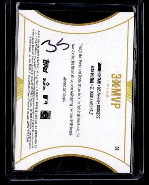 2025 Topps Welcome to the Club: 3X MVP #D9 Ohtani / Musial SN125 Duals Pink Foil
