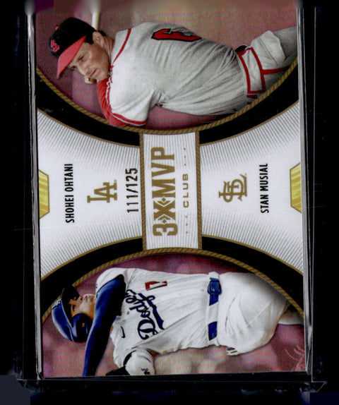2025 Topps Welcome to the Club: 3X MVP #D9 Ohtani / Musial SN125 Duals Pink Foil