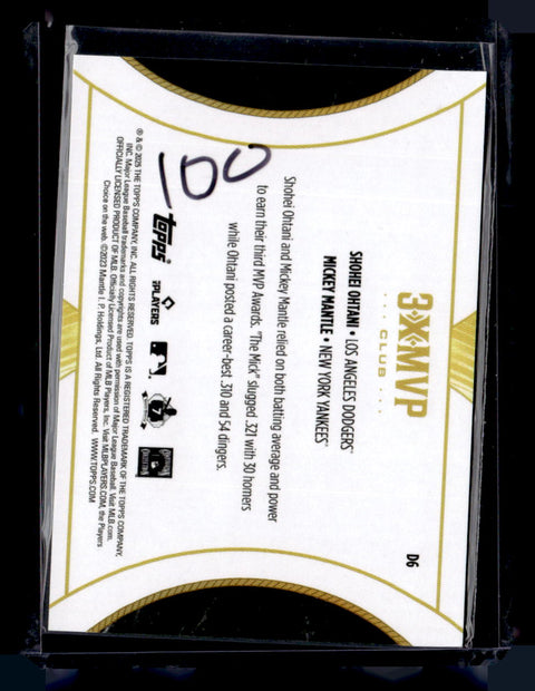 2025 Topps Welcome to the Club: 3X MVP #D6 Ohtani / Mantle SN125 Duals Pink Foil