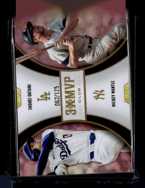 2025 Topps Welcome to the Club: 3X MVP #D6 Ohtani / Mantle SN125 Duals Pink Foil