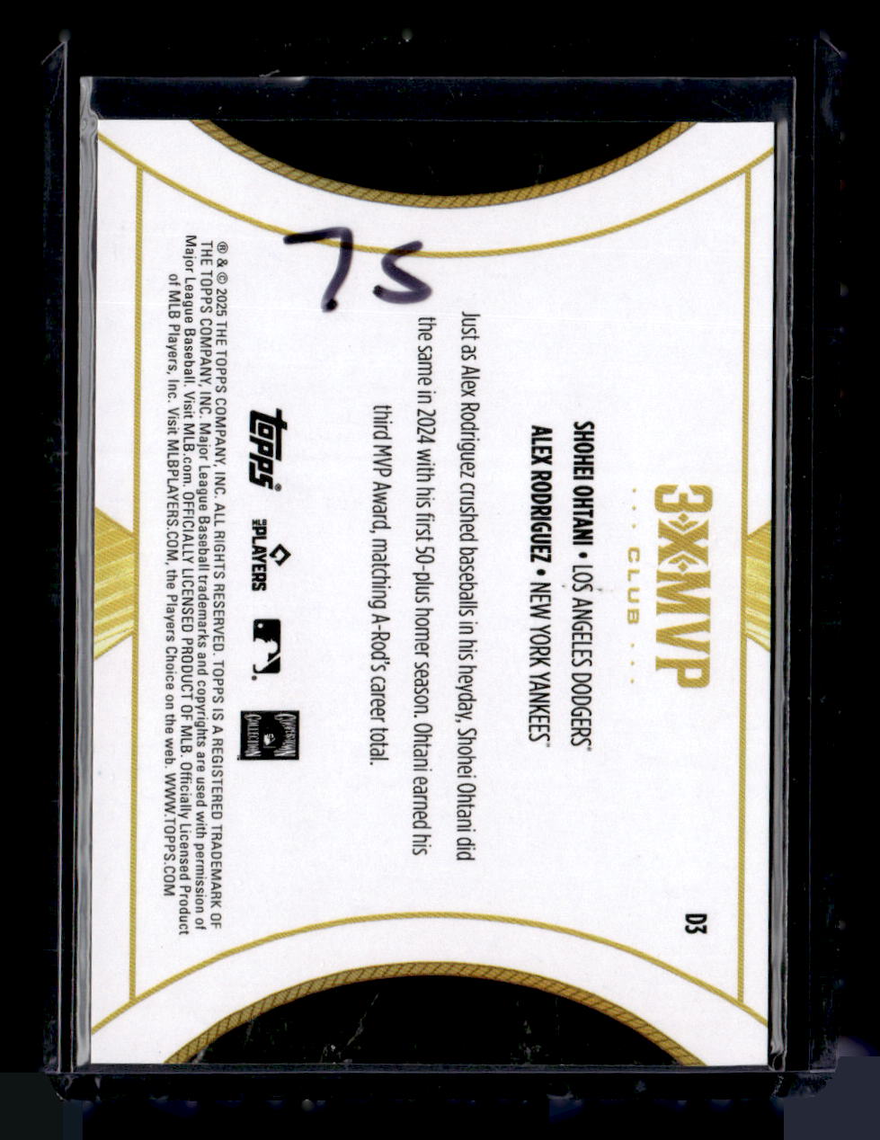 2025 Topps Welcome to the Club: 3X MVP #D3 Ohtani / Rodriguez Duals Blue Foil