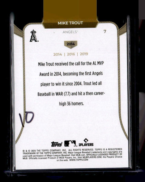 2025 Topps Welcome to the Club: 3X MVP #7 Mike Trout Pink Foil #/125