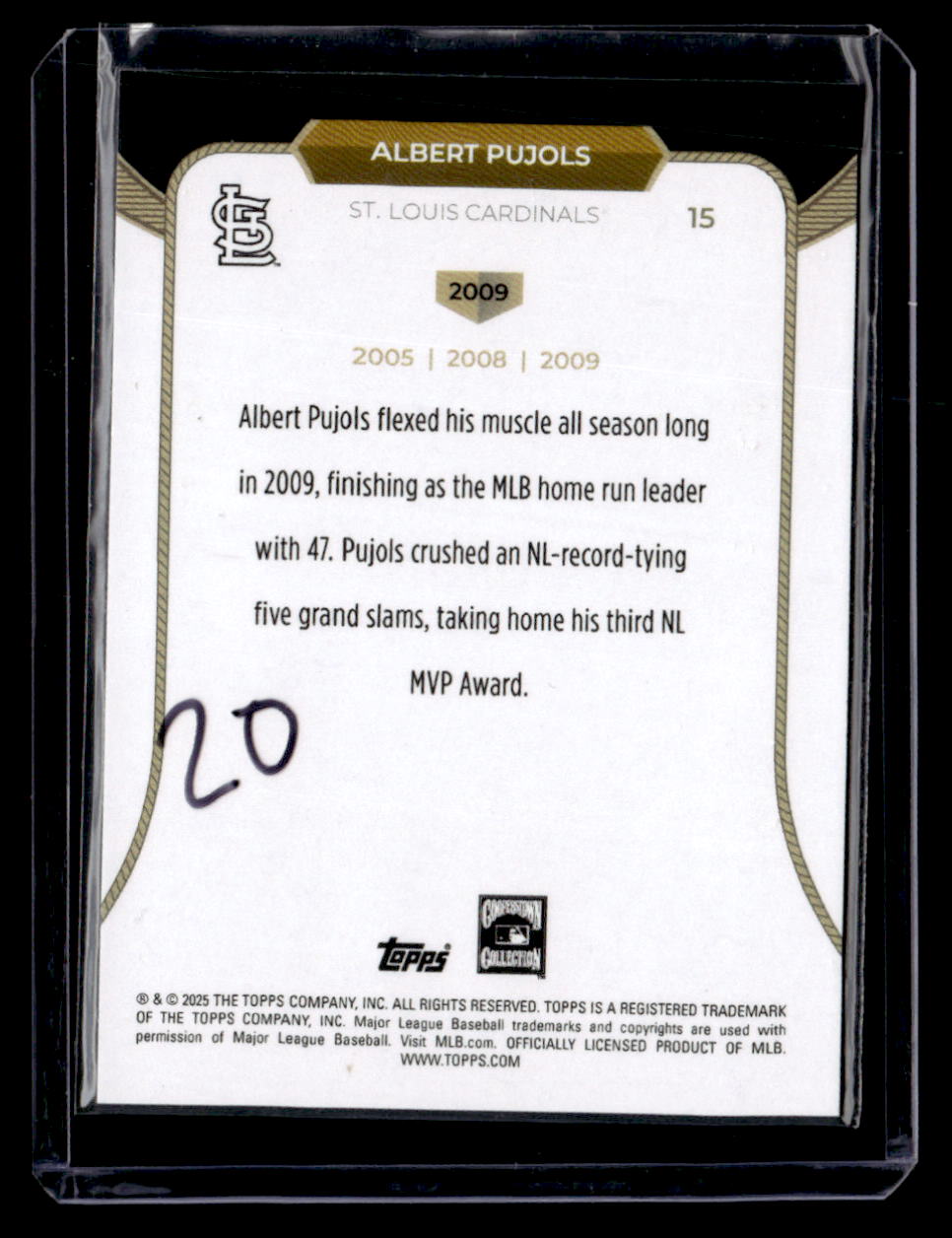 2025 Topps Welcome to the Club: 3X MVP #15 Albert Pujols Blue Foil #/150
