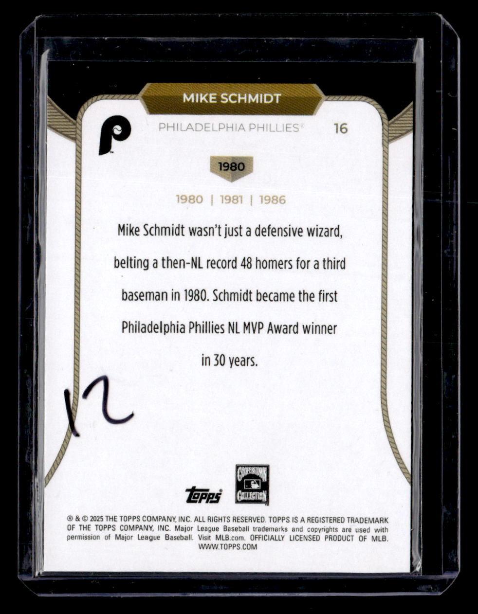 2025 Topps Welcome to the Club: 3X MVP #16 Mike Schmidt Pink Foil #/125