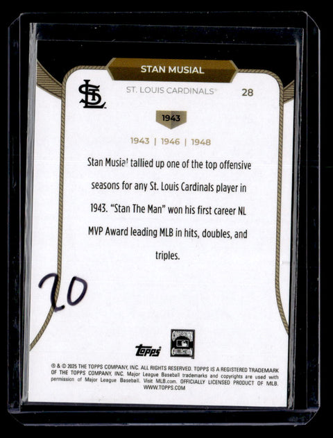 2025 Topps Welcome to the Club: 3X MVP #28 Stan Musial Green Stardust Foil #/99