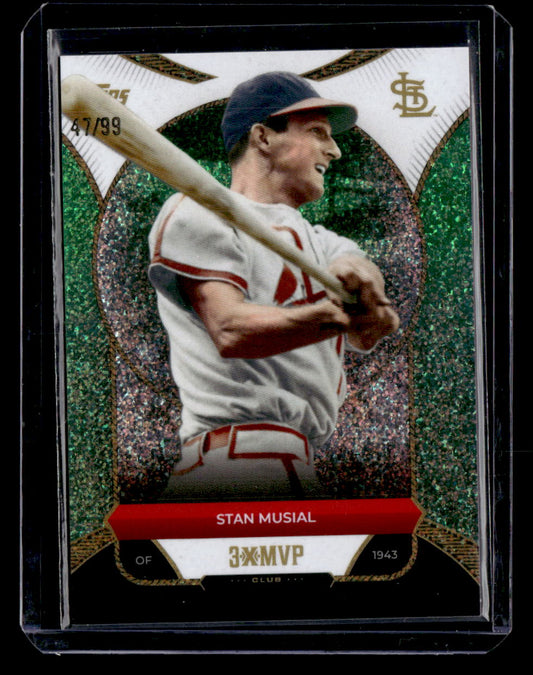 2025 Topps Welcome to the Club: 3X MVP #28 Stan Musial Green Stardust Foil #/99