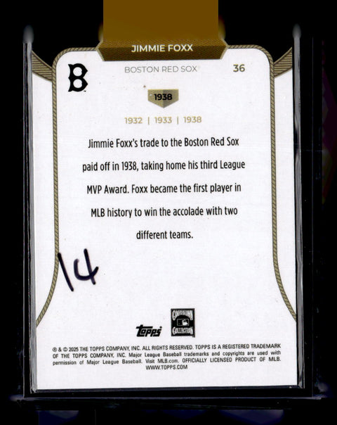 2025 Topps Welcome to the Club: 3X MVP #36 Jimmie Foxx Blue Foil #/150