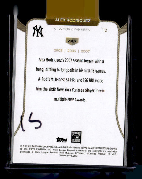 2025 Topps Welcome to the Club: 3X MVP #12 Alex Rodriguez Blue Foil #/150