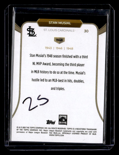 2025 Topps Welcome to the Club: 3X MVP #30 Stan Musial Aqua Foil #/75