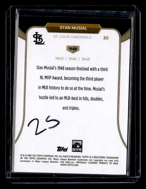 2025 Topps Welcome to the Club: 3X MVP #30 Stan Musial Aqua Foil #/75