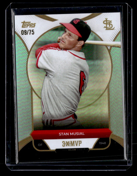 2025 Topps Welcome to the Club: 3X MVP #30 Stan Musial Aqua Foil #/75