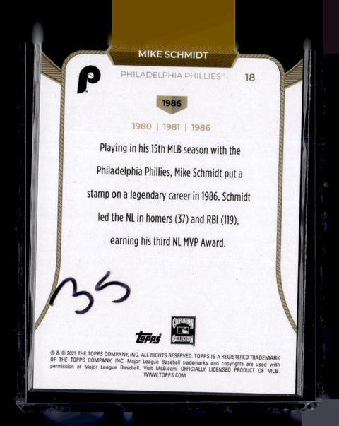 2025 Topps Welcome to the Club: 3X MVP #18 Mike Schmidt Gold Stardust Foil #/50