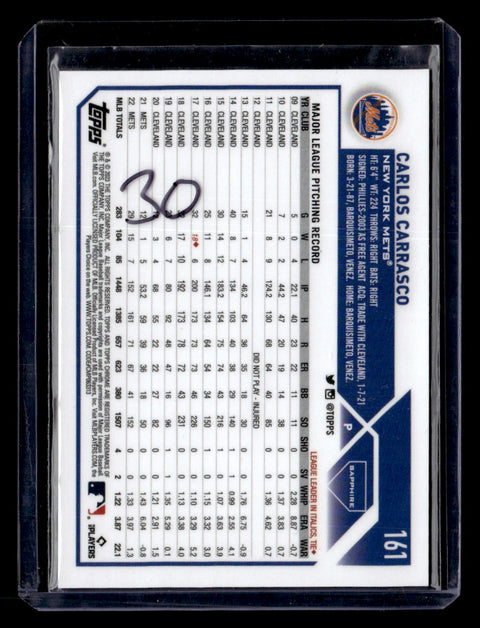 2023 Topps Chrome Sapphire Edition #161 Carlos Carrasco Red #/5