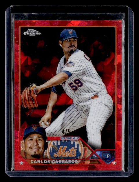2023 Topps Chrome Sapphire Edition #161 Carlos Carrasco Red #/5