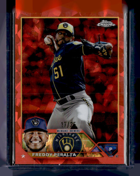 2023 Topps Chrome #353 Freddy Peralta Orange Cracked Ice #/25