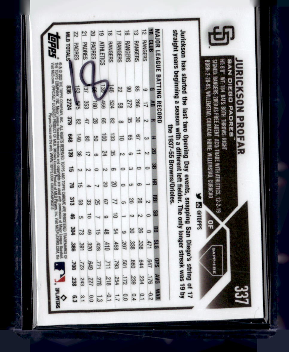2023 Topps Chrome Sapphire Edition #337 Jurickson Profar Gold #/50
