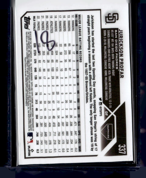 2023 Topps Chrome Sapphire Edition #337 Jurickson Profar Gold #/50