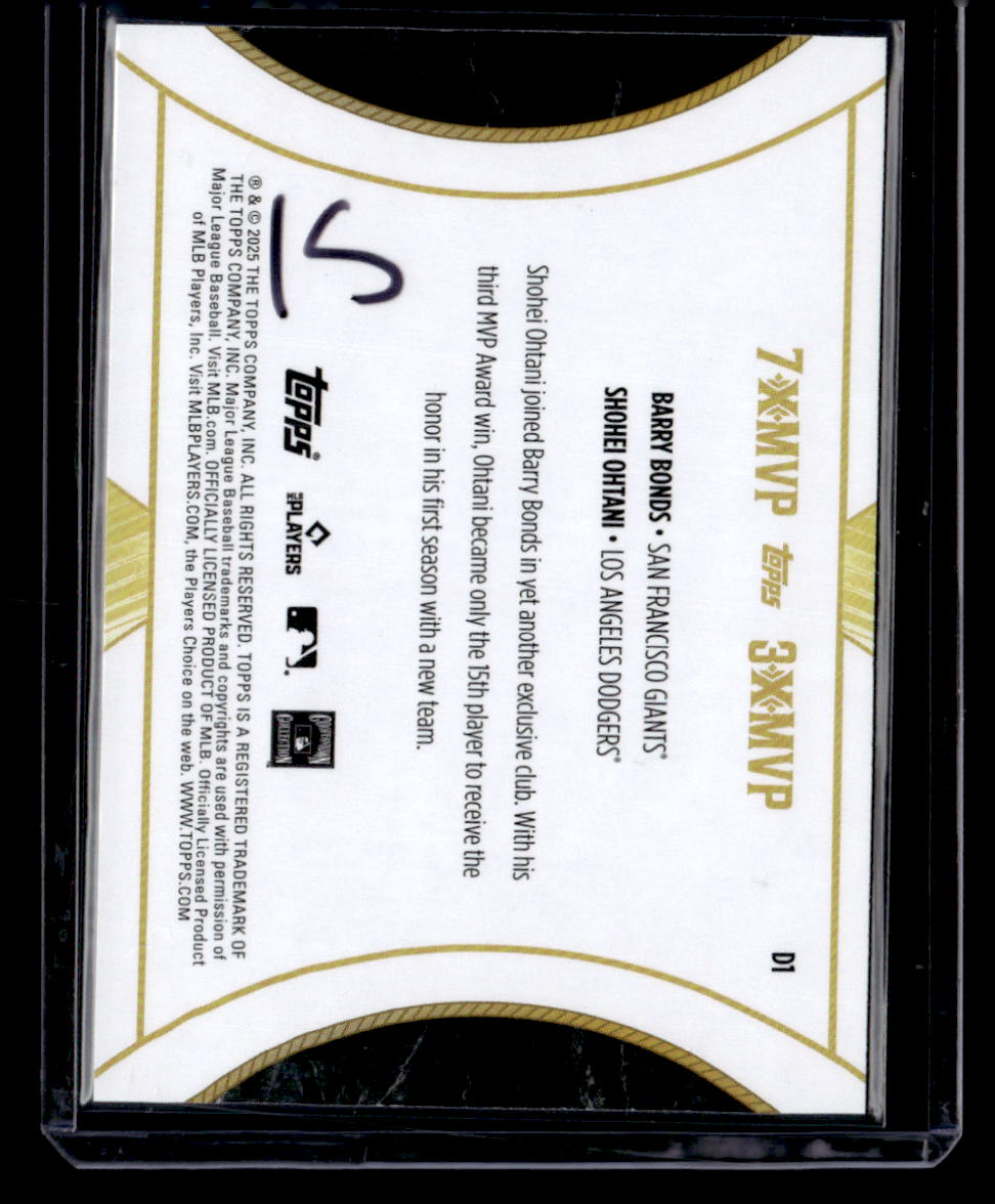 2025 Topps Welcome to the Club: 3X MVP #D1 Shohei Ohtani / Barry Bonds Duals