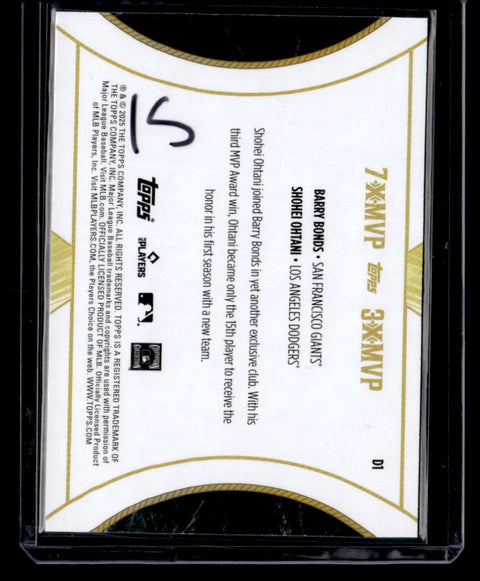 2025 Topps Welcome to the Club: 3X MVP #D1 Shohei Ohtani / Barry Bonds Duals
