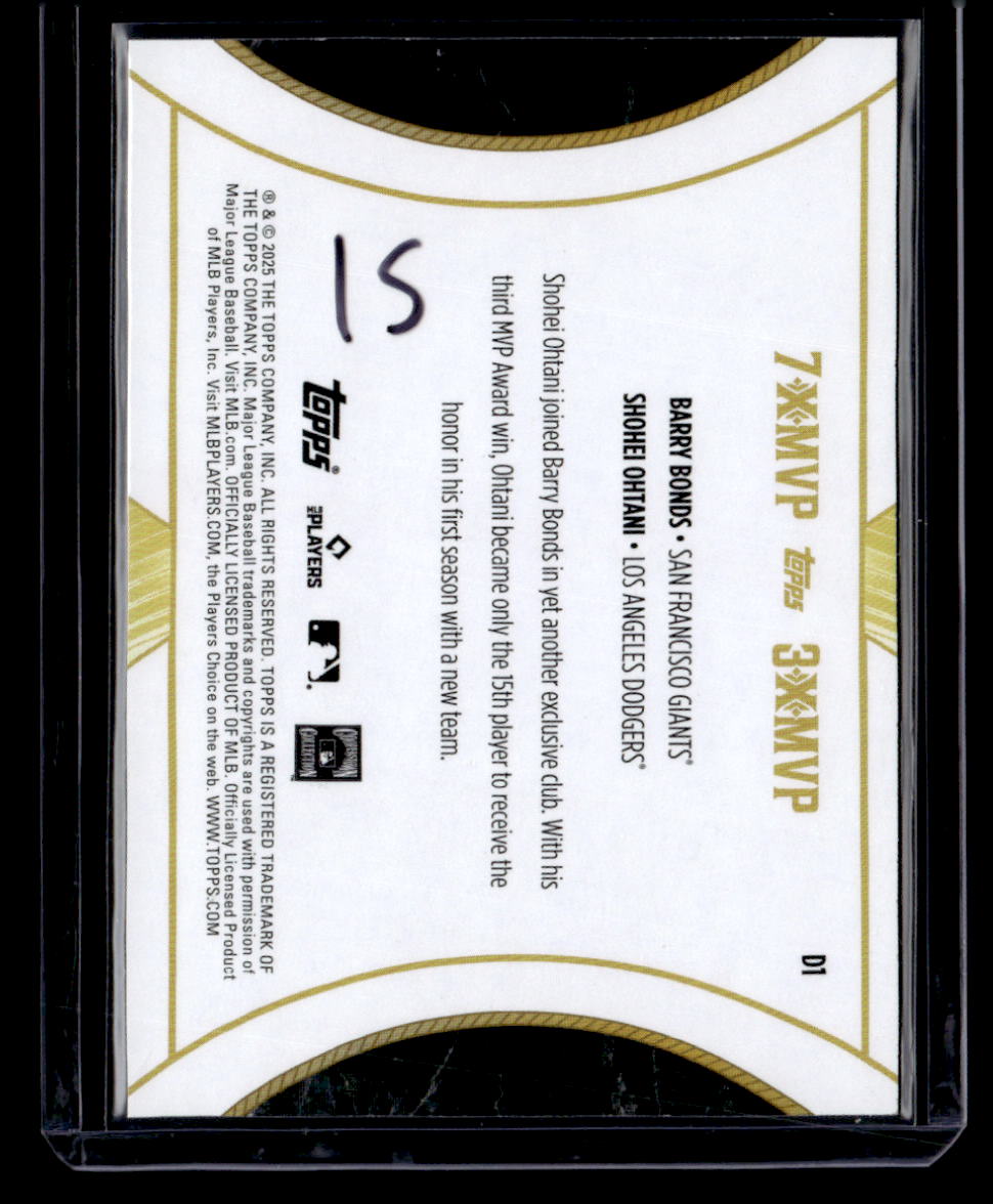 2025 Topps Welcome to the Club: 3X MVP #D1 Shohei Ohtani / Barry Bonds Duals