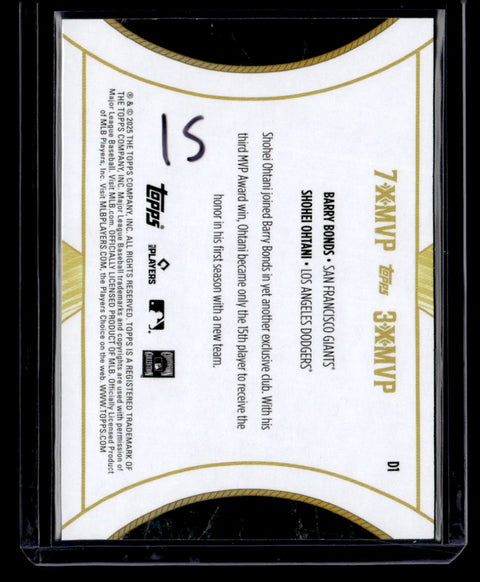 2025 Topps Welcome to the Club: 3X MVP #D1 Shohei Ohtani / Barry Bonds Duals
