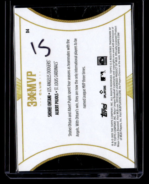 2025 Topps Welcome to the Club: 3X MVP #D4 Shohei Ohtani / Albert Pujols Duals