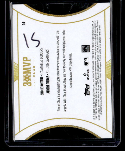 2025 Topps Welcome to the Club: 3X MVP #D4 Shohei Ohtani / Albert Pujols Duals