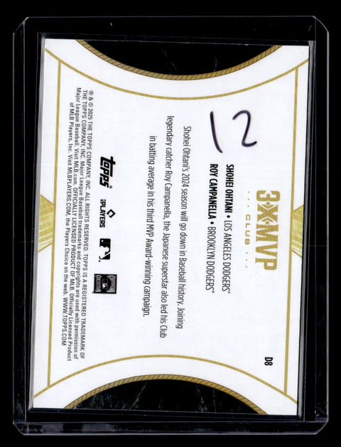 2025 Topps Welcome to the Club: 3X MVP #D8 Shohei Ohtani / Roy Campanella Duals