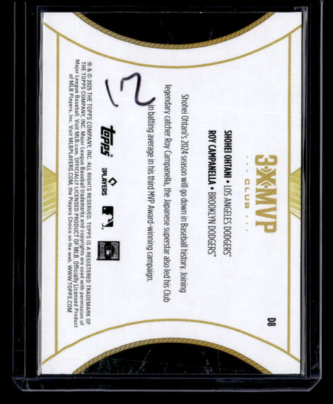 2025 Topps Welcome to the Club: 3X MVP #D8 Shohei Ohtani / Roy Campanella Duals