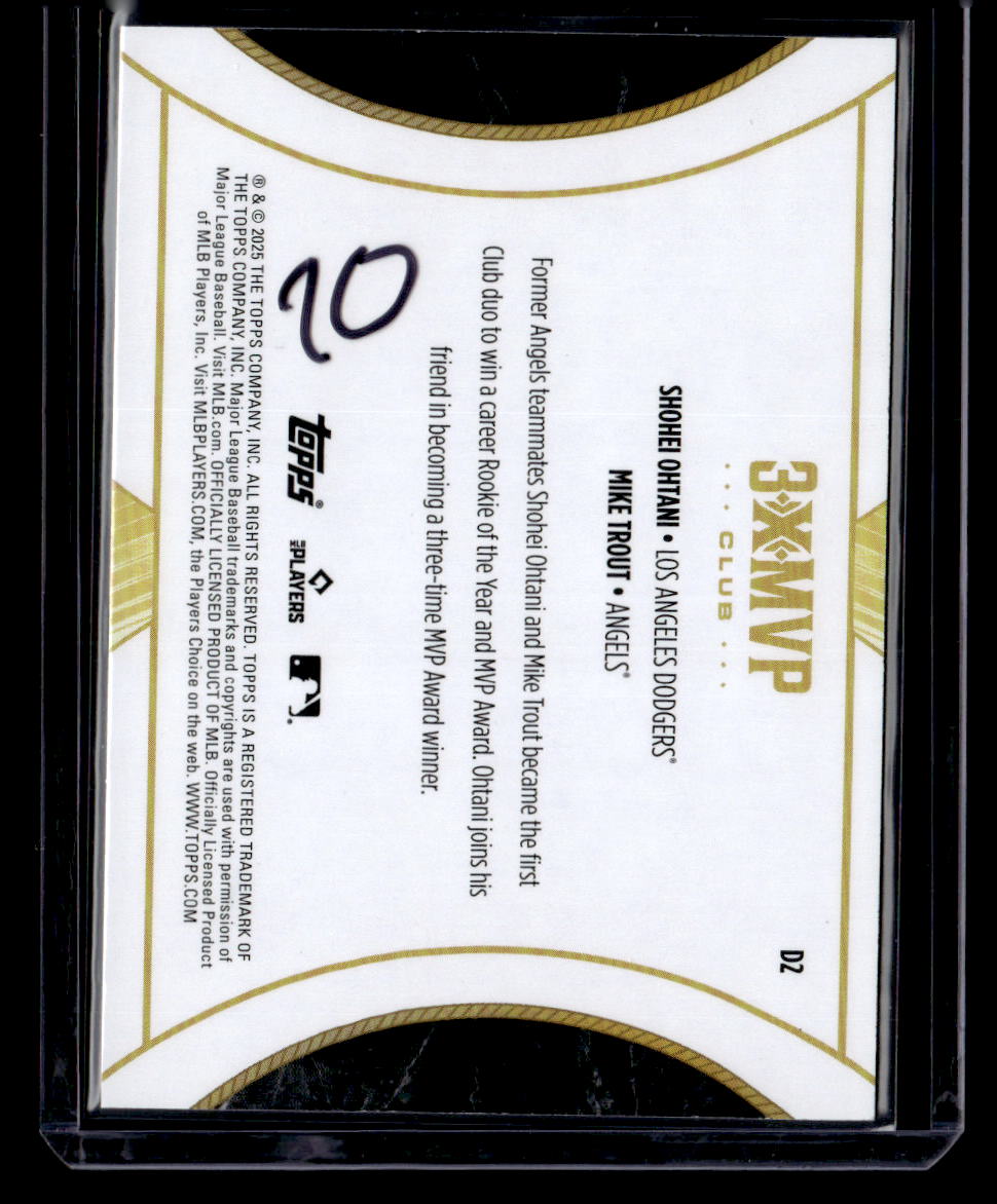 2025 Topps Welcome to the Club: 3X MVP #D2 Shohei Ohtani / Mike Trout Duals