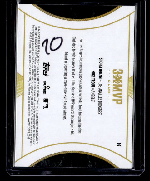 2025 Topps Welcome to the Club: 3X MVP #D2 Shohei Ohtani / Mike Trout Duals