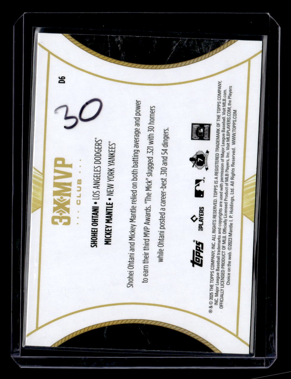 2025 Topps Welcome to the Club: 3X MVP #D6 Shohei Ohtani / Mickey Mantle Duals
