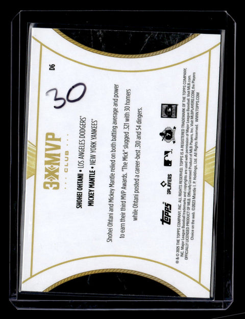 2025 Topps Welcome to the Club: 3X MVP #D6 Shohei Ohtani / Mickey Mantle Duals