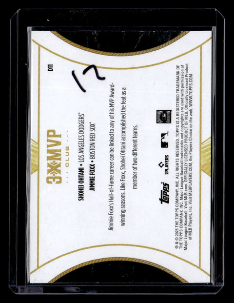 2025 Topps Welcome to the Club: 3X MVP #D11 Shohei Ohtani / Jimmie Foxx Duals