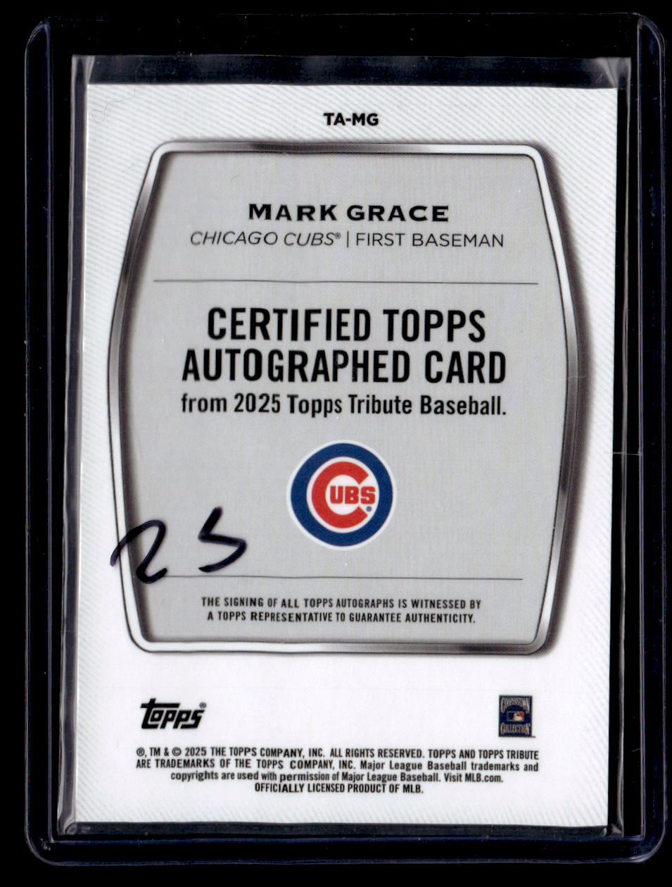 2025 Topps Tribute #TA-MG Mark Grace Tribute Autographs Blue #/150