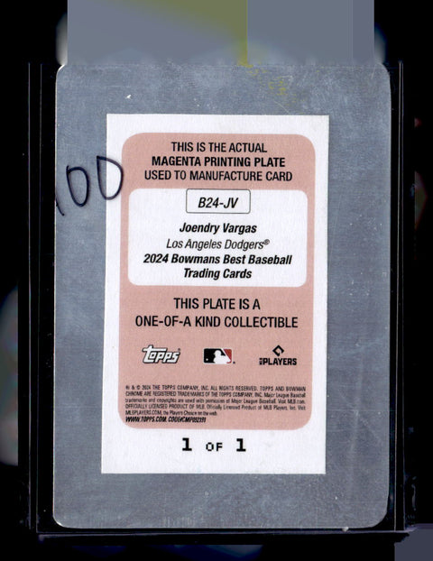 2024 Bowman's Best #B24-JV Joendry Vargas Auto Printing Plates Magenta #/1