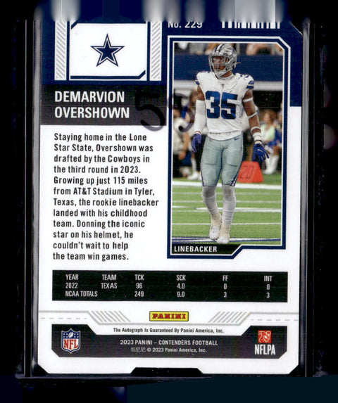 2023 Panini Contenders #229 Demarvion Overshown Season Ticket Stub #/35