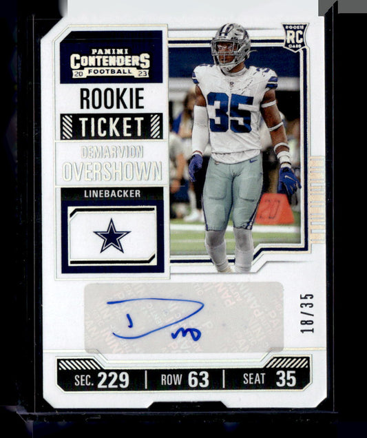 2023 Panini Contenders #229 Demarvion Overshown Season Ticket Stub #/35