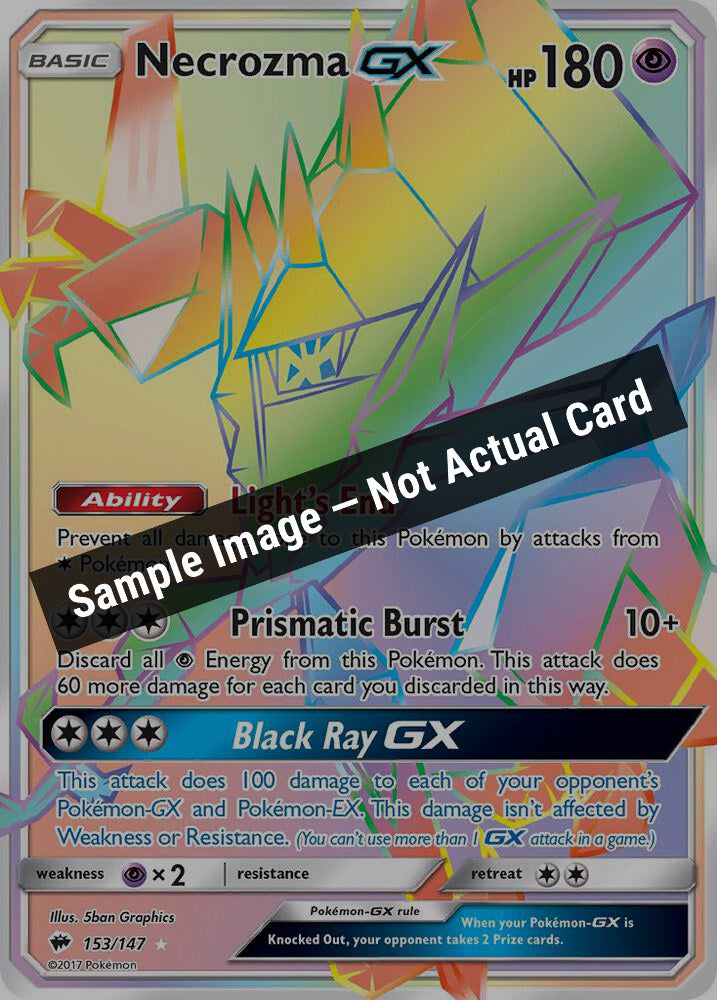 Pokemon,SM - Burning Shadows,Necrozma GX (Secret) - 153/147,Holofoil,Lightly Played — Sample Image, Not Actual Card